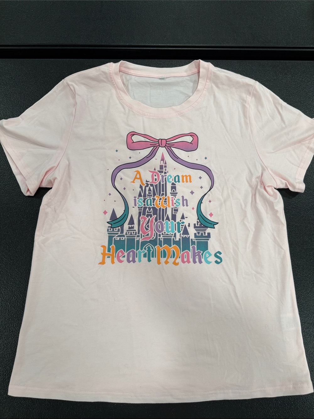 Womens L Pink Disney Graphic Castle Tee
